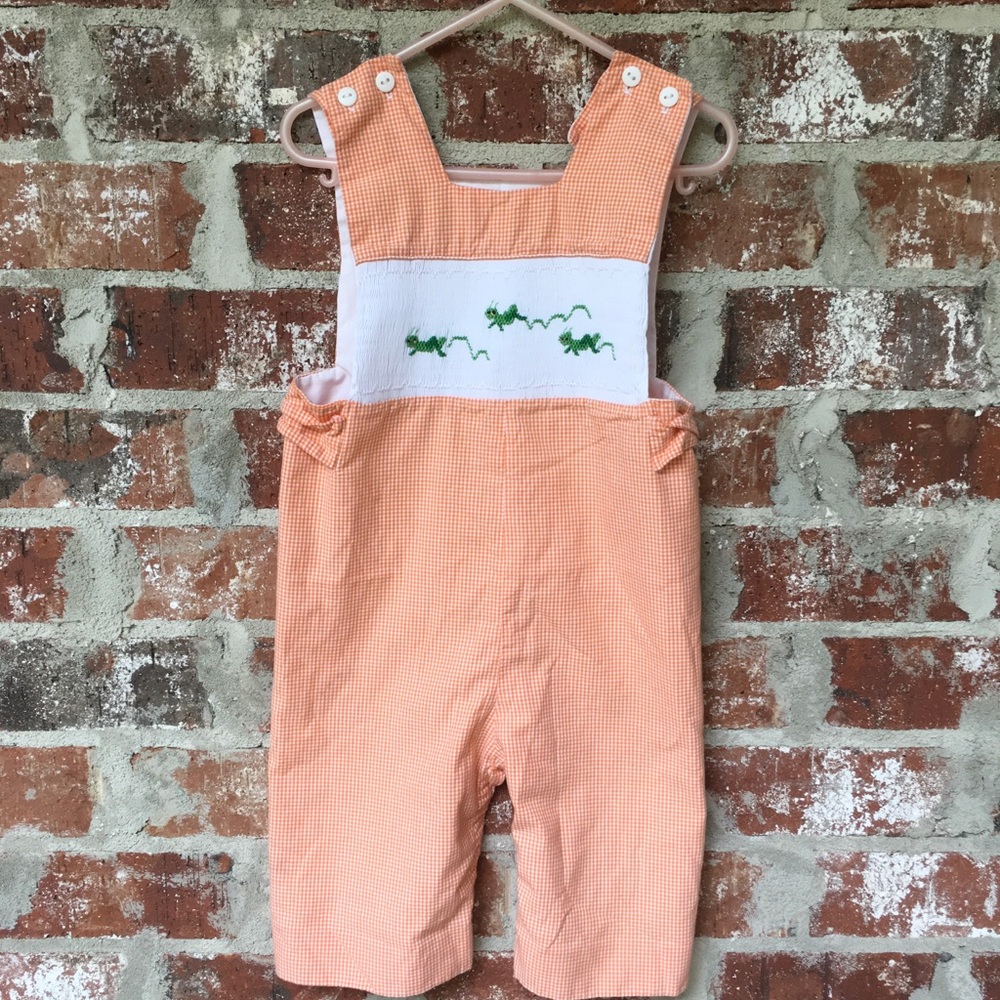 Smocked grasshopper size 12 m longall
